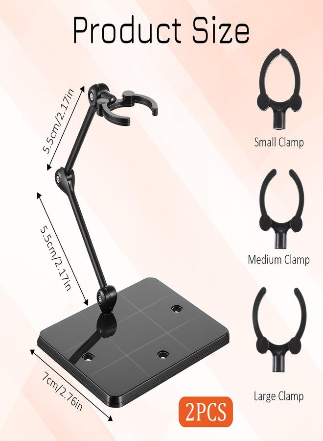 Exclaith 2 Pack Action Figure Stand Assembly Doll Model Support Stand Action Figure Display Holder Base for 3.75" and 6" Figures or Effects Clear 1/144 HG/RG Model - Image 2